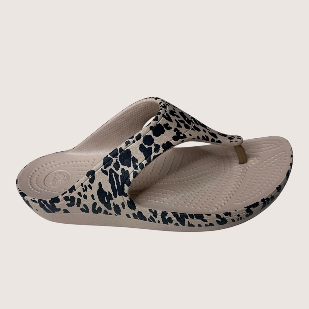 Crocs Sandals Women Sz 9 Leopard Kadee II Flip Flop Comfort Walking Animal Print - Picture 8 of 17